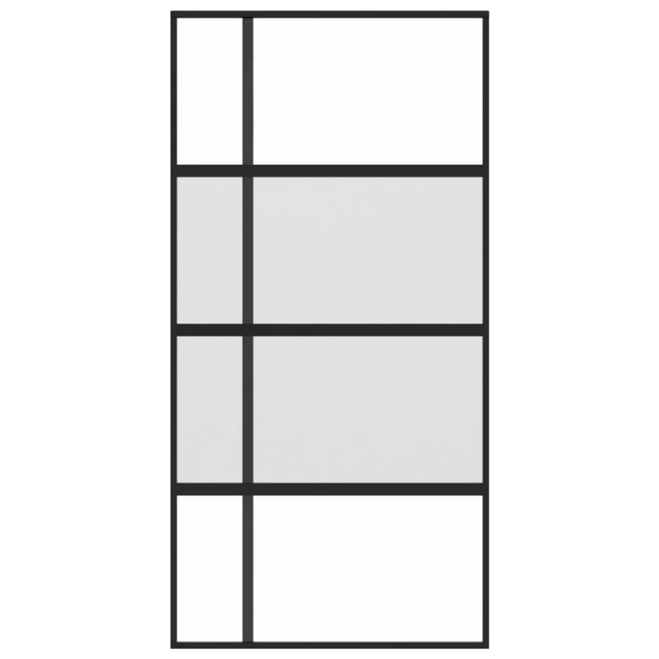 Puerta corredera vidrio templado y aluminio negra 102,5x205