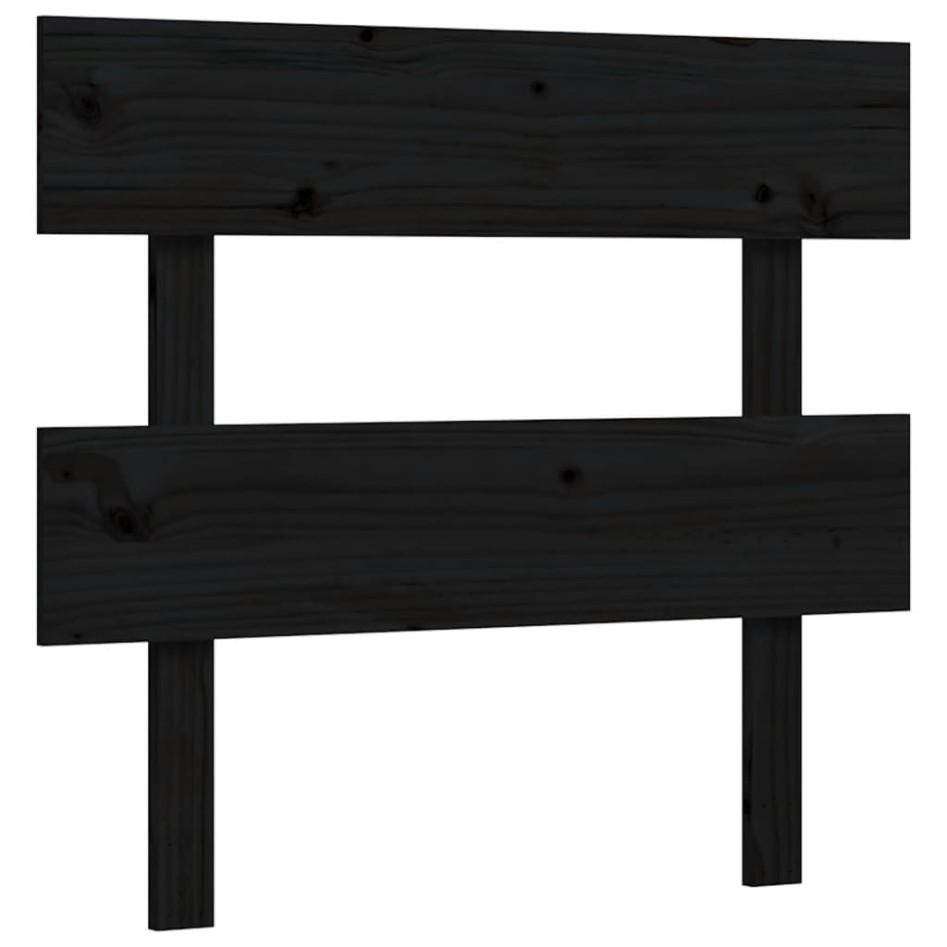 Estructura de cama con cabecero madera maciza negro 90x200