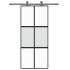 Puerta corredera vidrio templado y aluminio negra 90x205