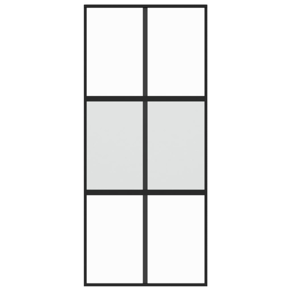 Puerta corredera vidrio templado y aluminio negra 90x205