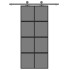 Puerta corredera vidrio templado y aluminio negra 90x205