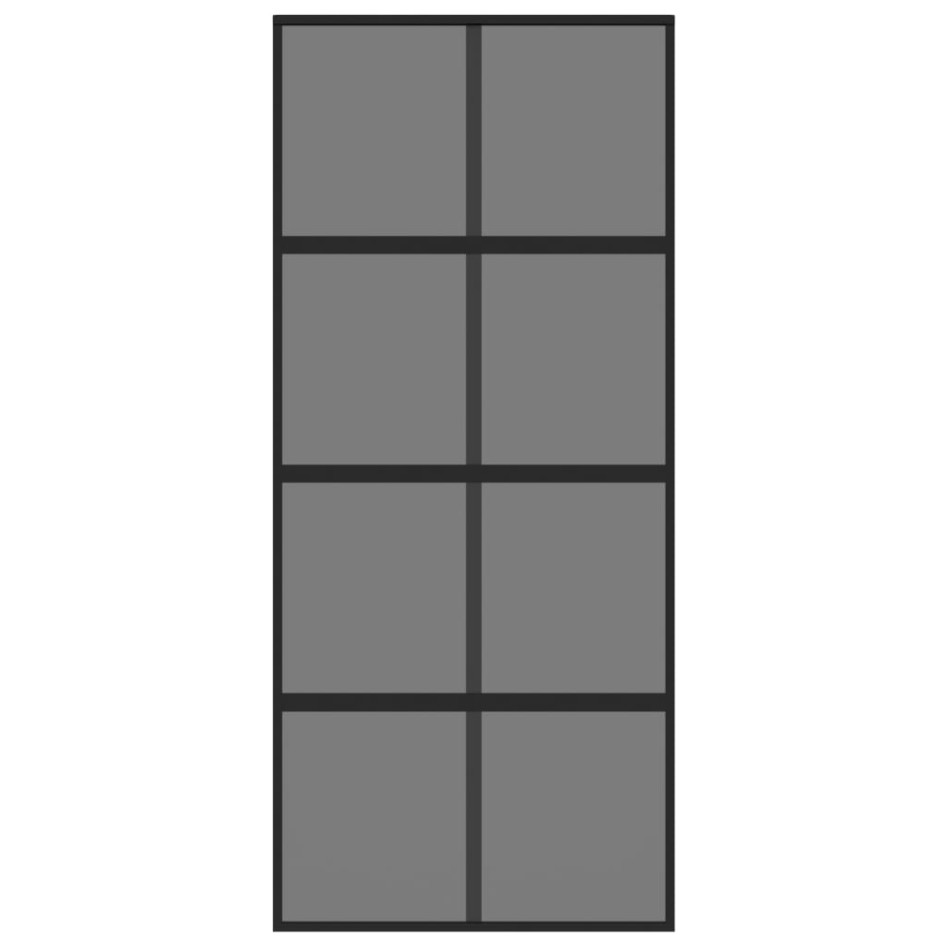 Puerta corredera vidrio templado y aluminio negra 90x205