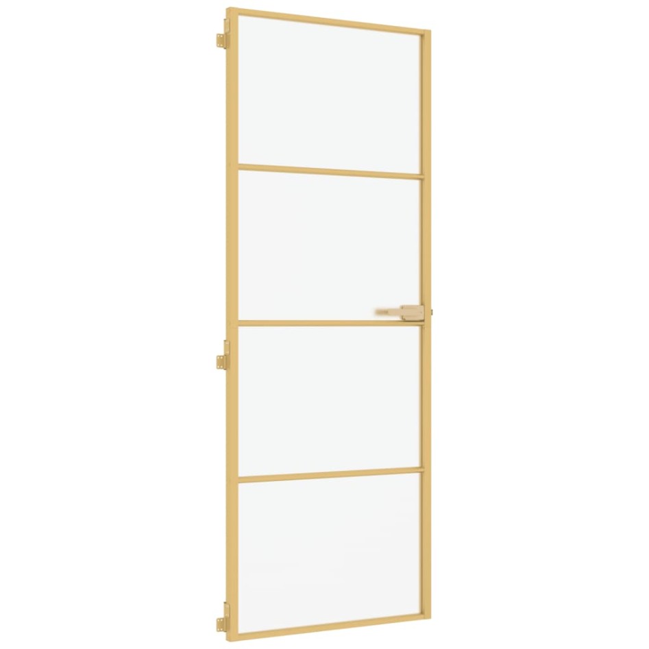 Puerta de interior dorada vidrio templado y aluminio