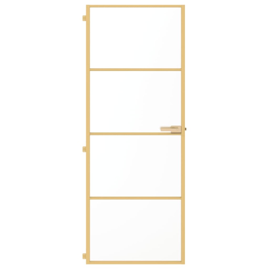Puerta de interior dorada vidrio templado y aluminio