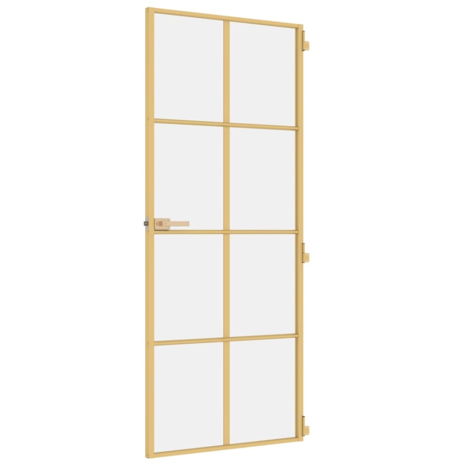 Puerta de interior dorada vidrio templado y aluminio