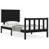 Estructura de cama individual con cabecero madera maciza