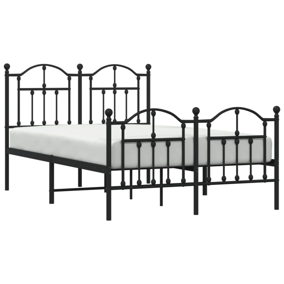 Estructura de cama cabecero y estribo metal negro 120x200