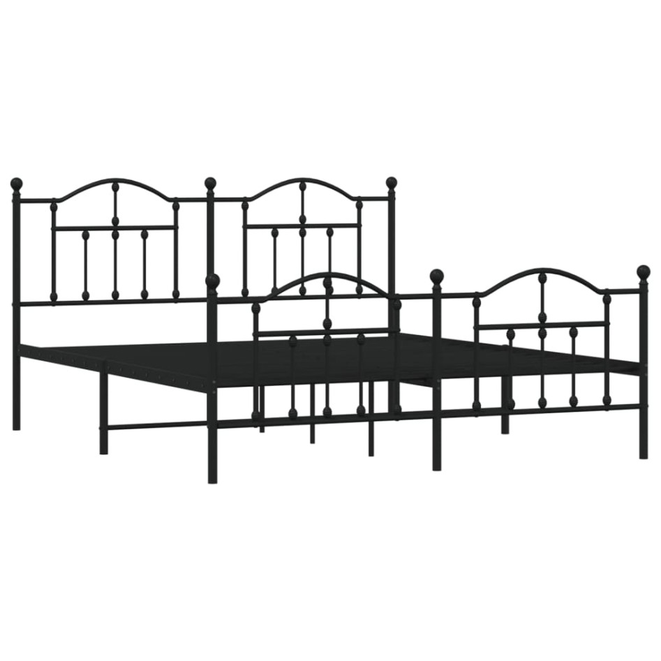 Estructura de cama cabecero y estribo metal negro 160x200