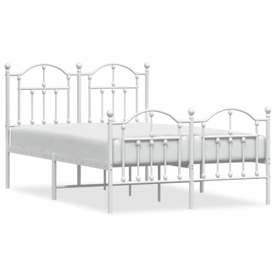 Estructura cama metal con cabecero y estribo blanco 120x200