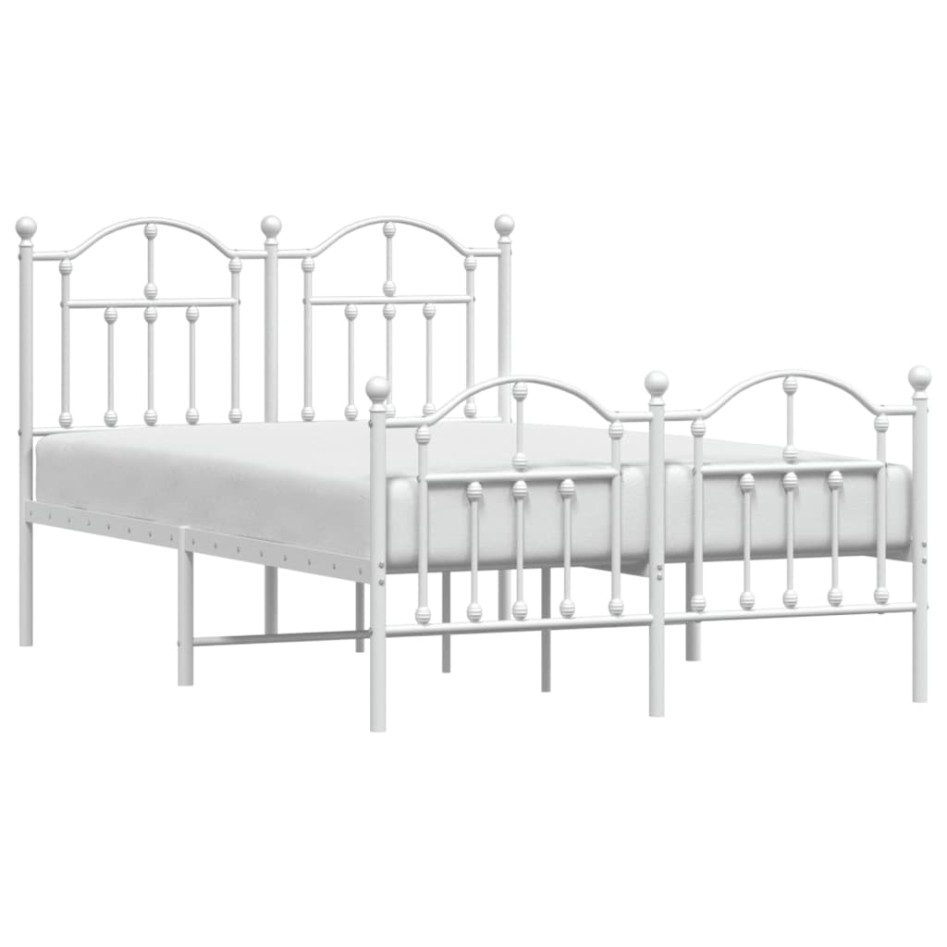 Estructura cama metal con cabecero y estribo blanco 120x200
