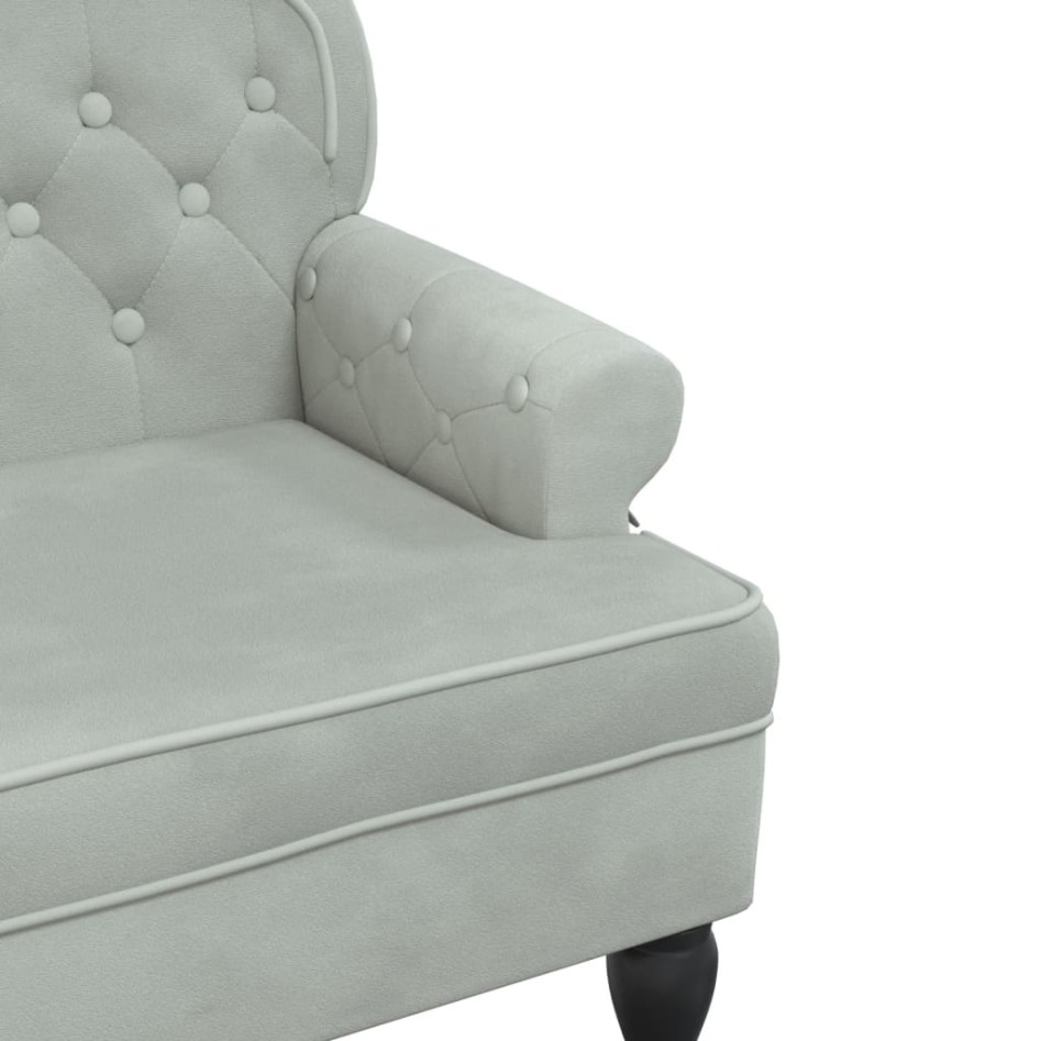 Banco con respaldo terciopelo gris claro 119,5x64,5x75