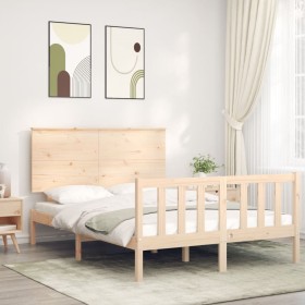 Estructura de cama de matrimonio con cabecero madera