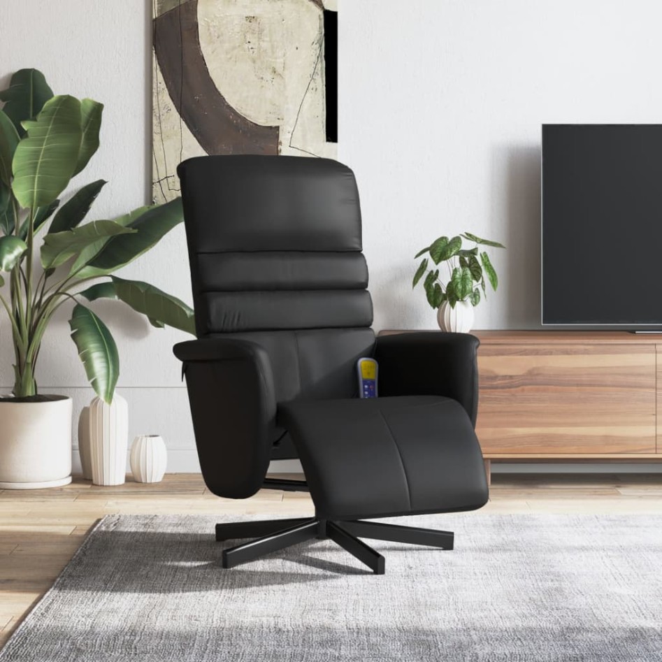 Sillón reclinable masaje con reposapiés cuero sintético