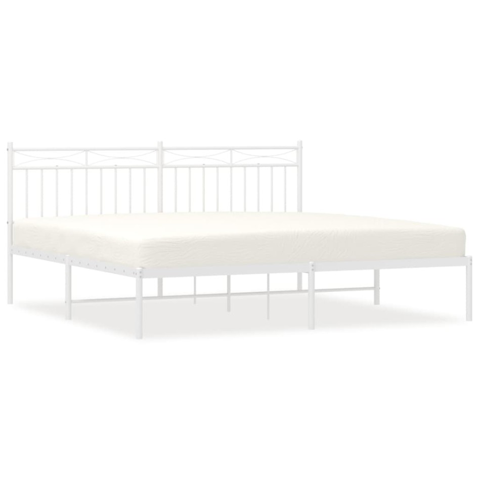 Estructura de cama de metal con cabecero blanco 183x213