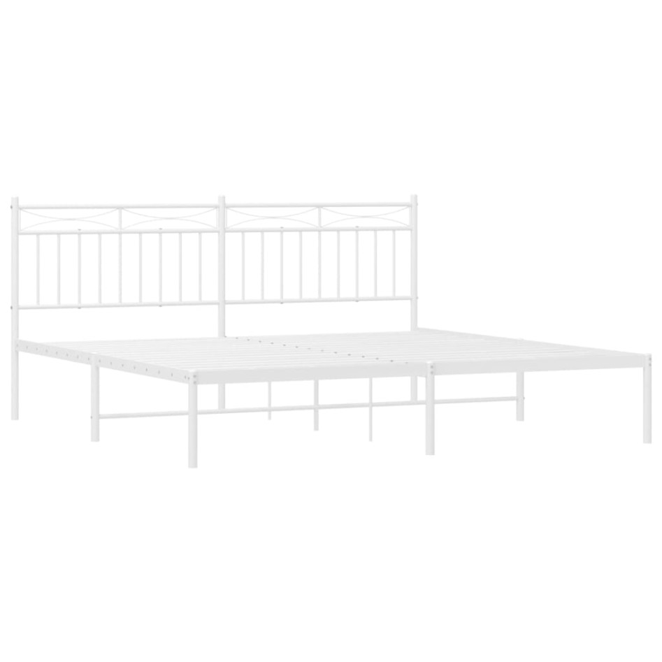 Estructura de cama de metal con cabecero blanco 183x213