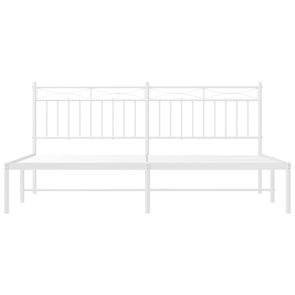 Estructura de cama de metal con cabecero blanco 183x213