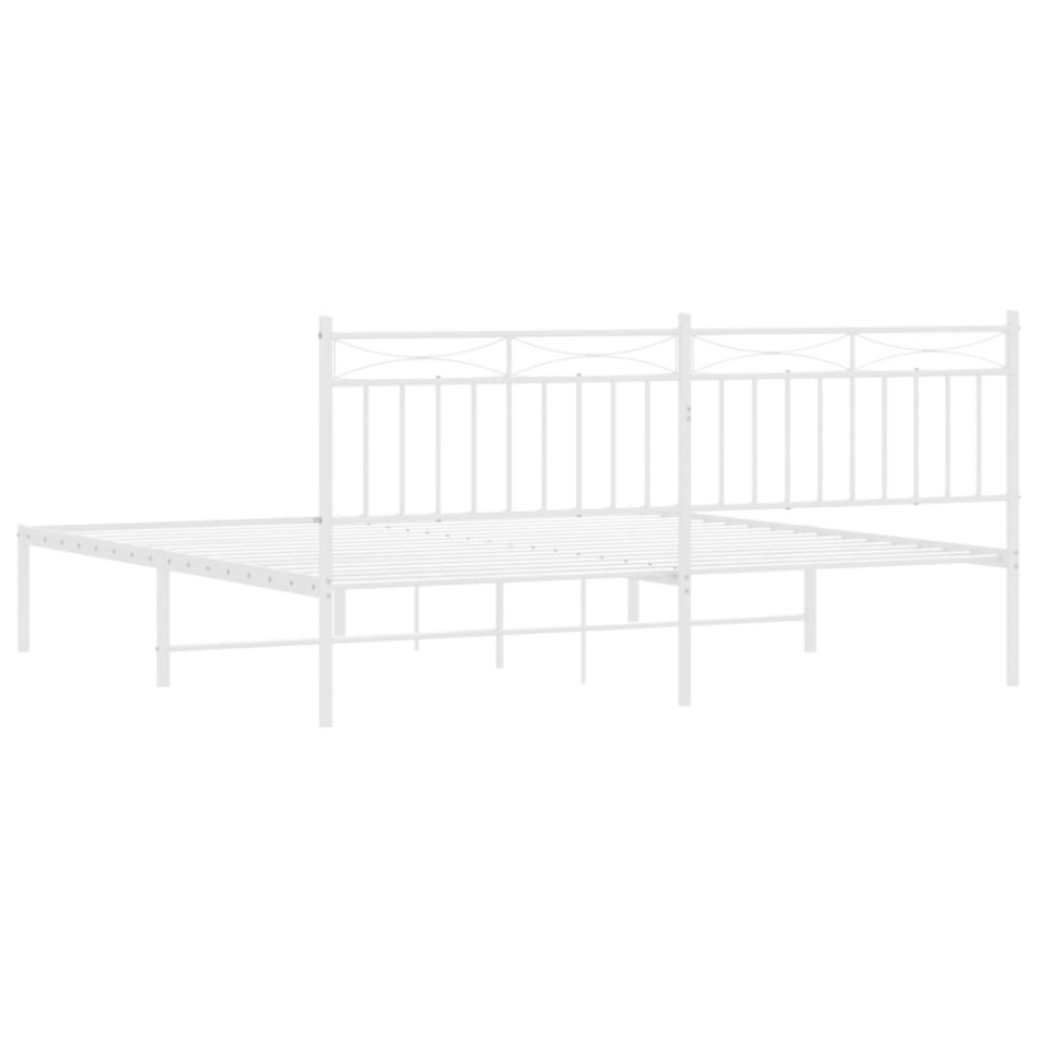 Estructura de cama de metal con cabecero blanco 183x213