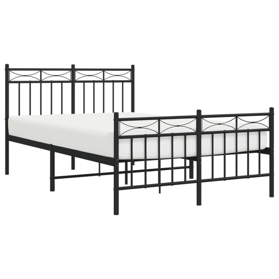 Estructura de cama cabecero y estribo metal negro 120x200