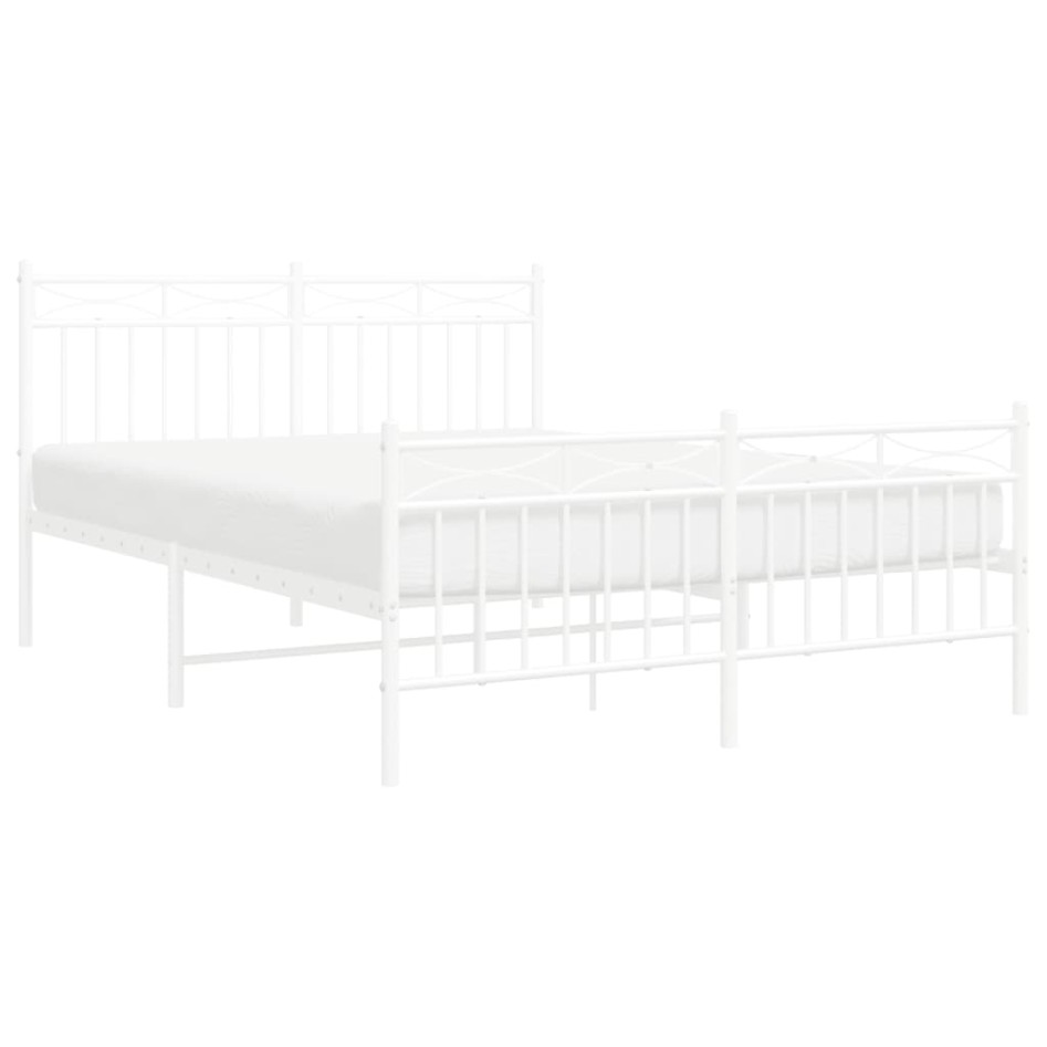 Estructura cama metal cabecero y estribo blanco 140x190