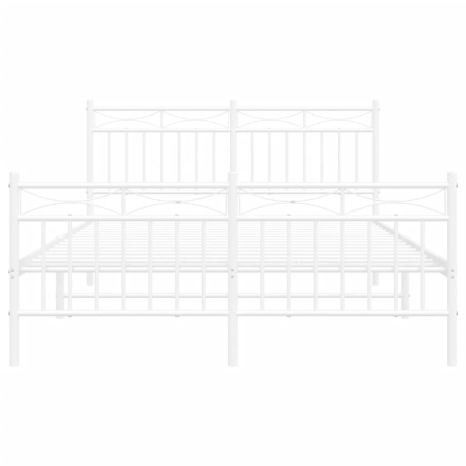 Estructura cama metal cabecero y estribo blanco 140x190