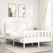 Estructura de cama con cabecero madera maciza blanco 140x200 cm