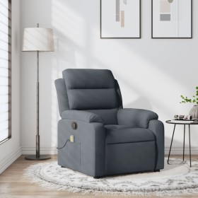 Sillón de masaje reclinable de terciopelo gris