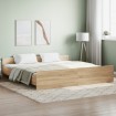 Estructura de cama con cabecero piecero roble Sonoma 200x200 cm