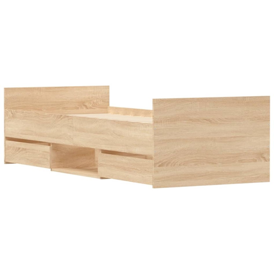 Estructura de cama con cabecero piecero roble Sonoma 75x190