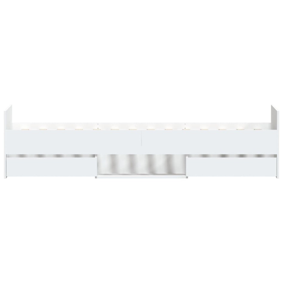 Estructura de cama con cabecero piecero blanca 90x190