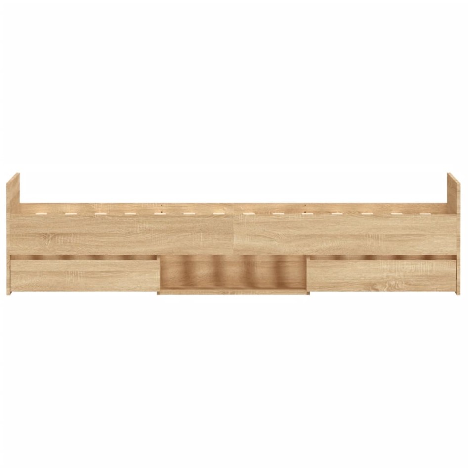 Estructura de cama con cabecero piecero roble Sonoma 90x190