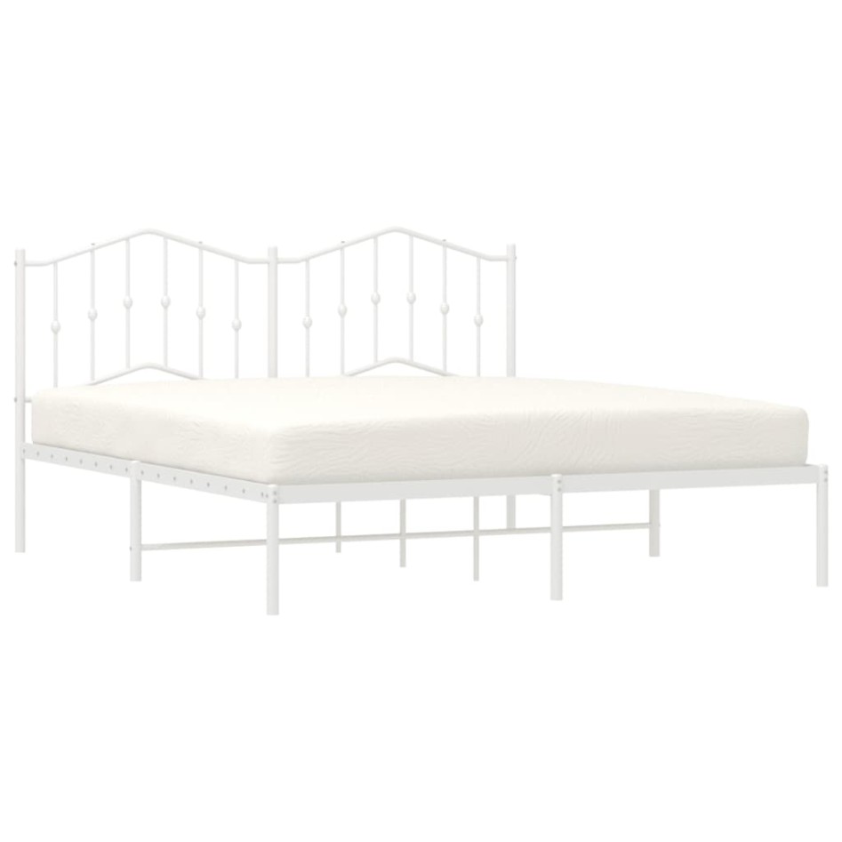Estructura de cama de metal con cabecero blanco 183x213