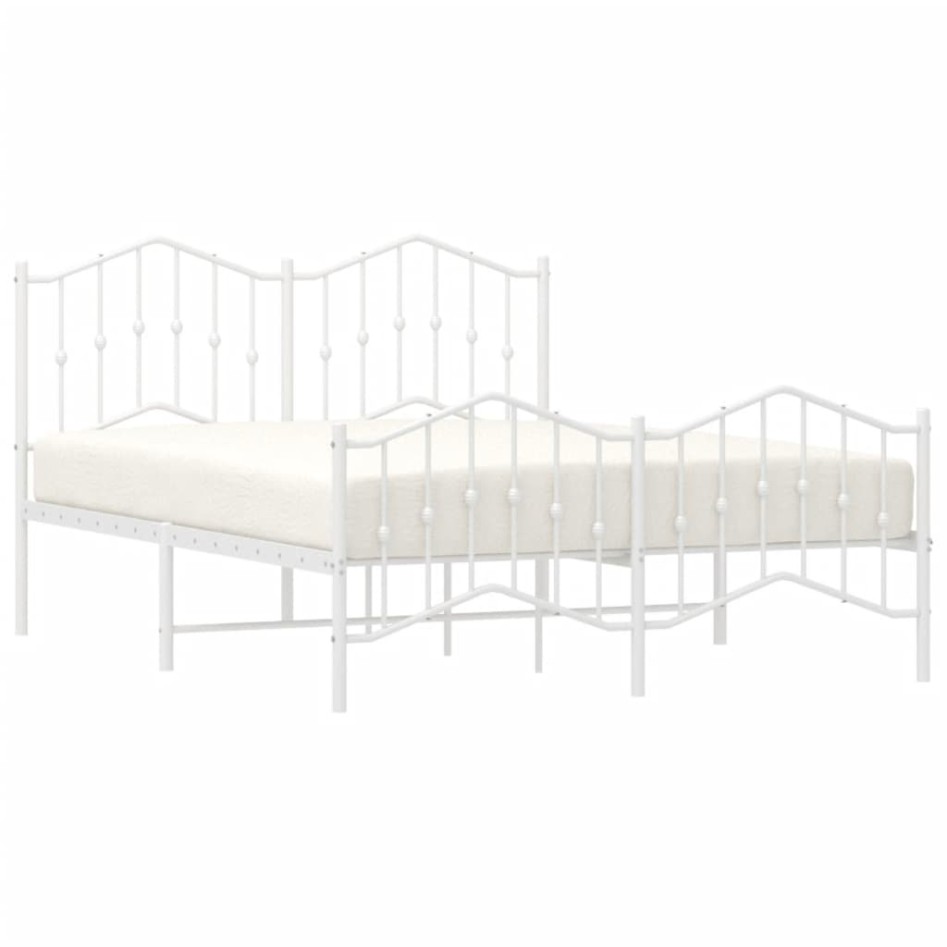 Estructura cama metal con cabecero y estribo blanco 140x200