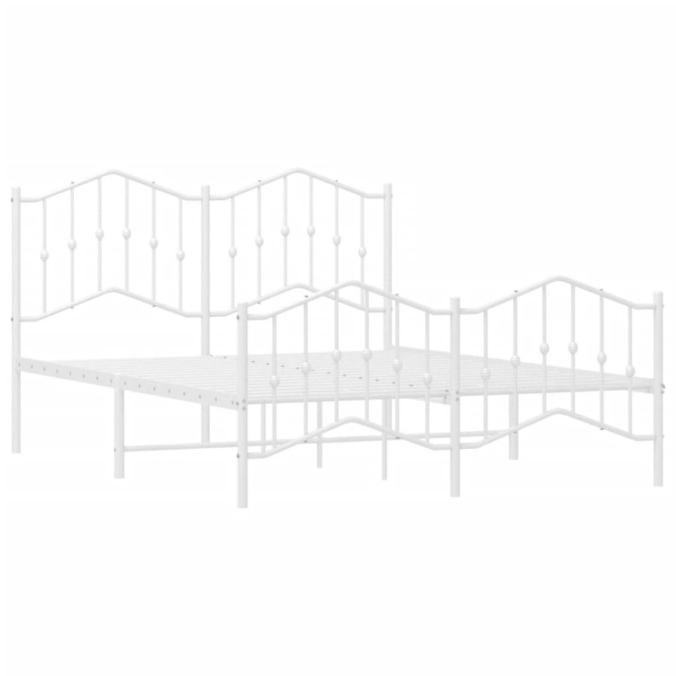 Estructura cama metal con cabecero y estribo blanco 140x200