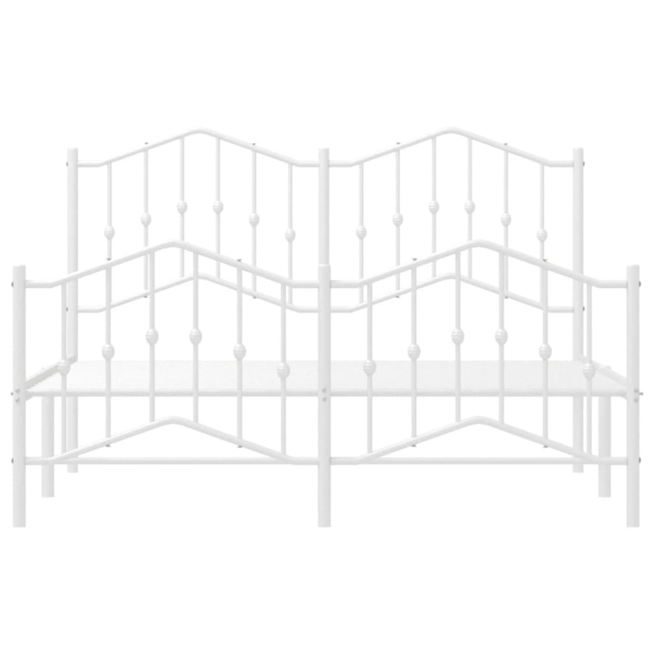 Estructura cama metal con cabecero y estribo blanco 140x200