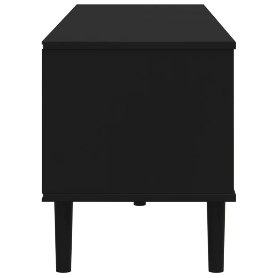 Mueble de TV SENJA aspecto ratán madera pino negro 158x40x49