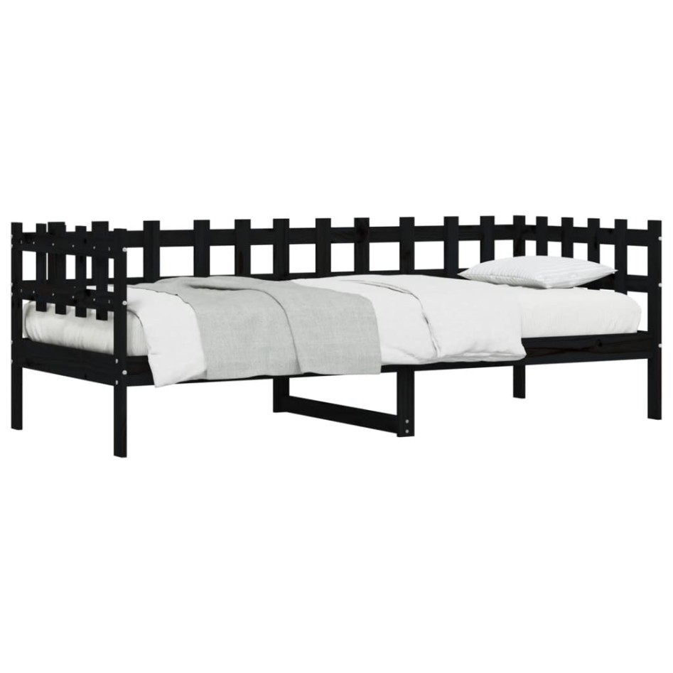 Sofá cama madera maciza de pino negro 90x200