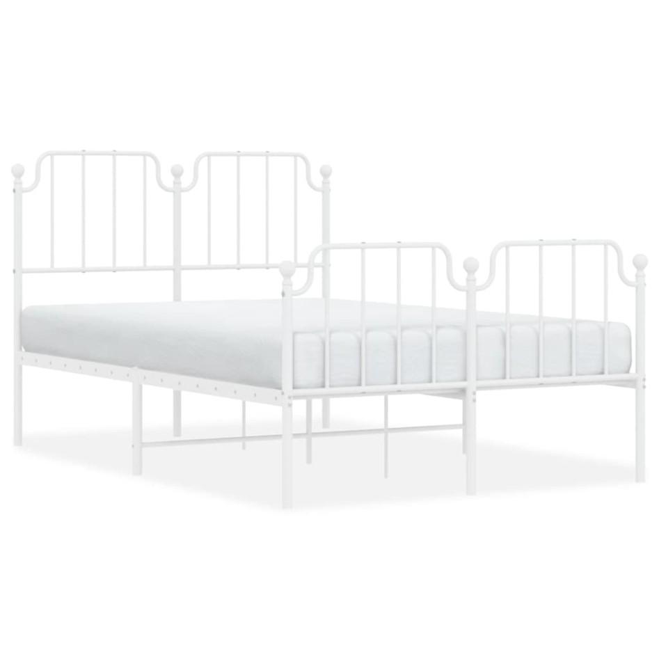 Estructura cama metal con cabecero y estribo blanco 120x200