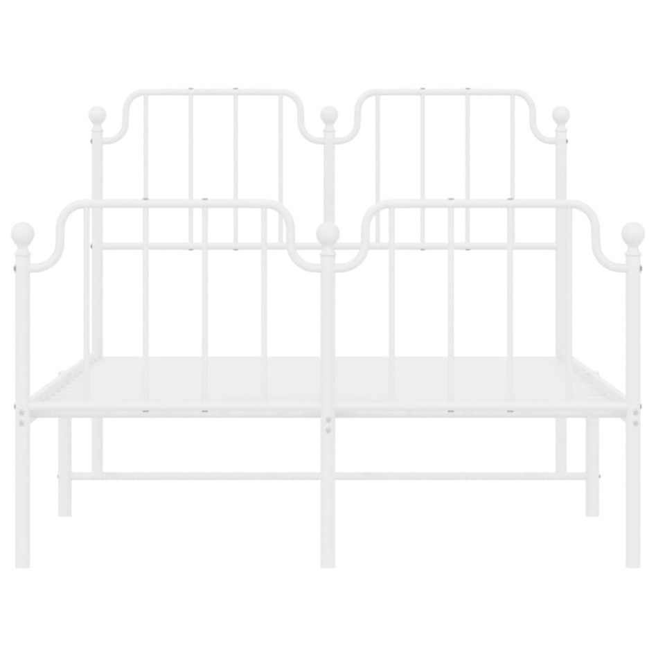 Estructura cama metal con cabecero y estribo blanco 120x200