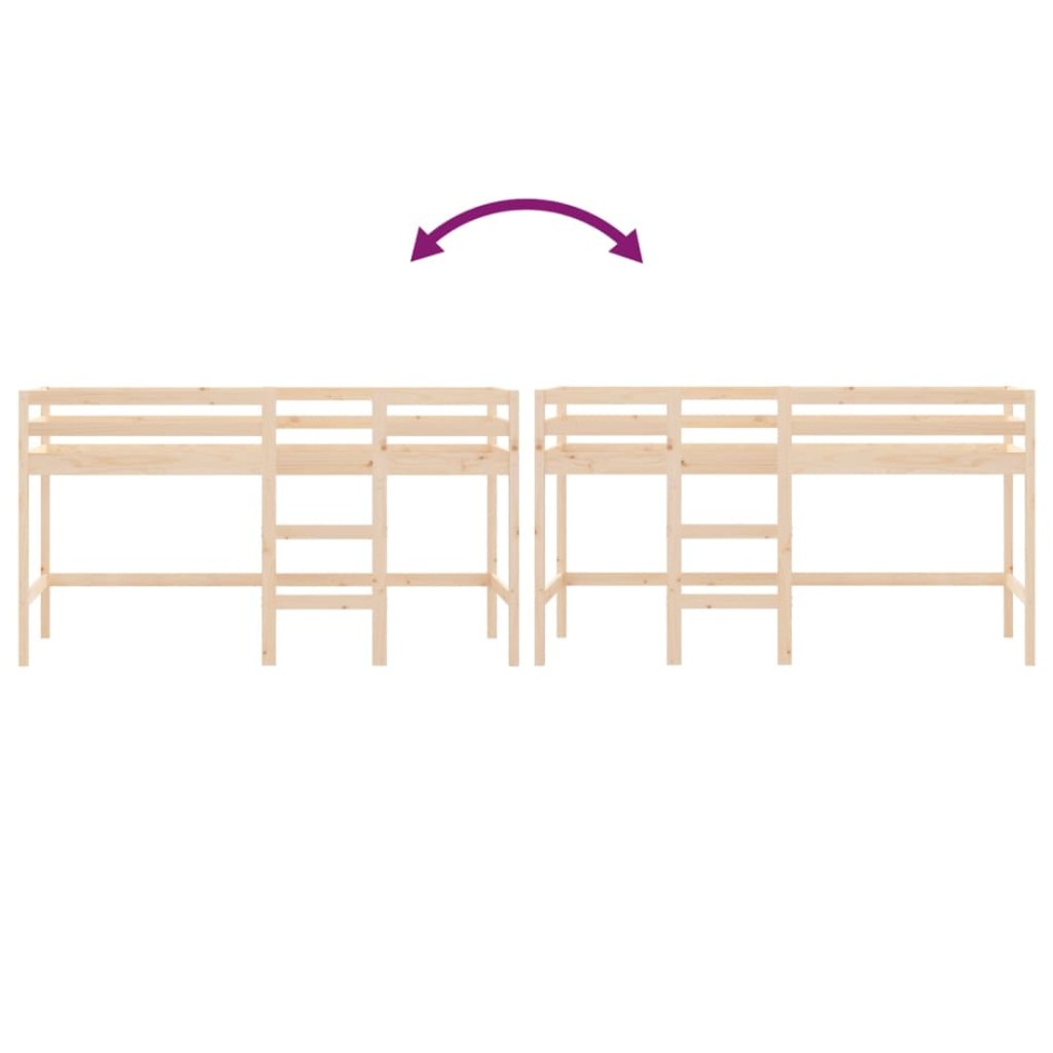 Cama alta de niños escalera madera maciza pino 80x200