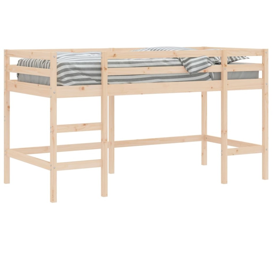 Cama alta de niños con escalera madera maciza pino 90x190