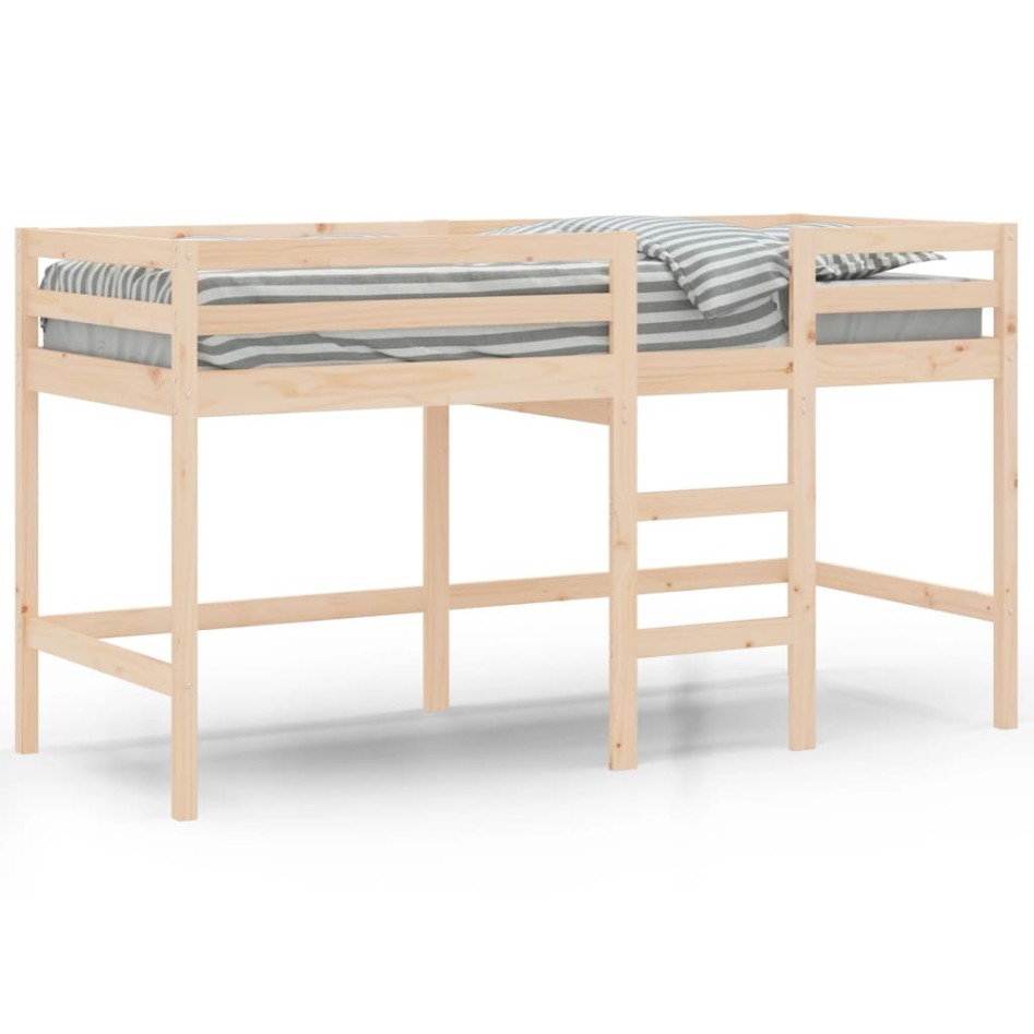 Cama alta de niños con escalera madera maciza pino 90x190
