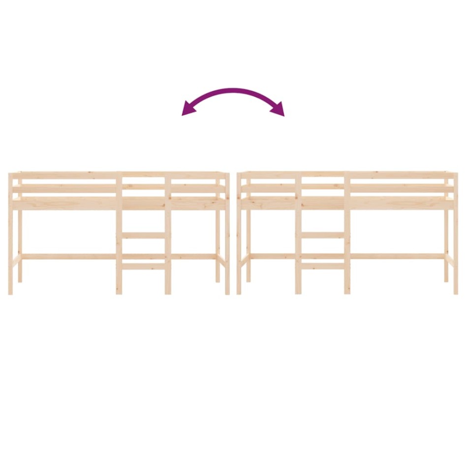 Cama alta de niños con escalera madera maciza pino 90x190