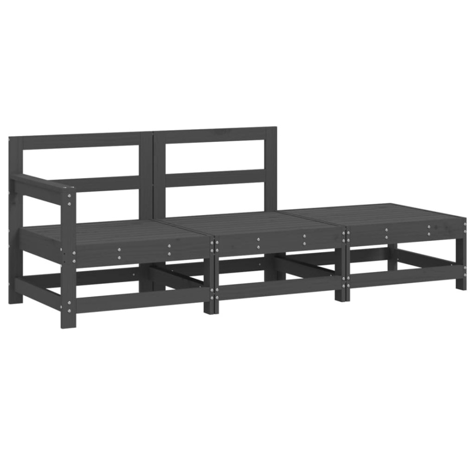 Juego de muebles de jardín 3 pzas madera maciza de pino