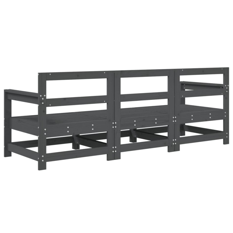 Juego de muebles de jardín 3 pzas madera maciza de pino