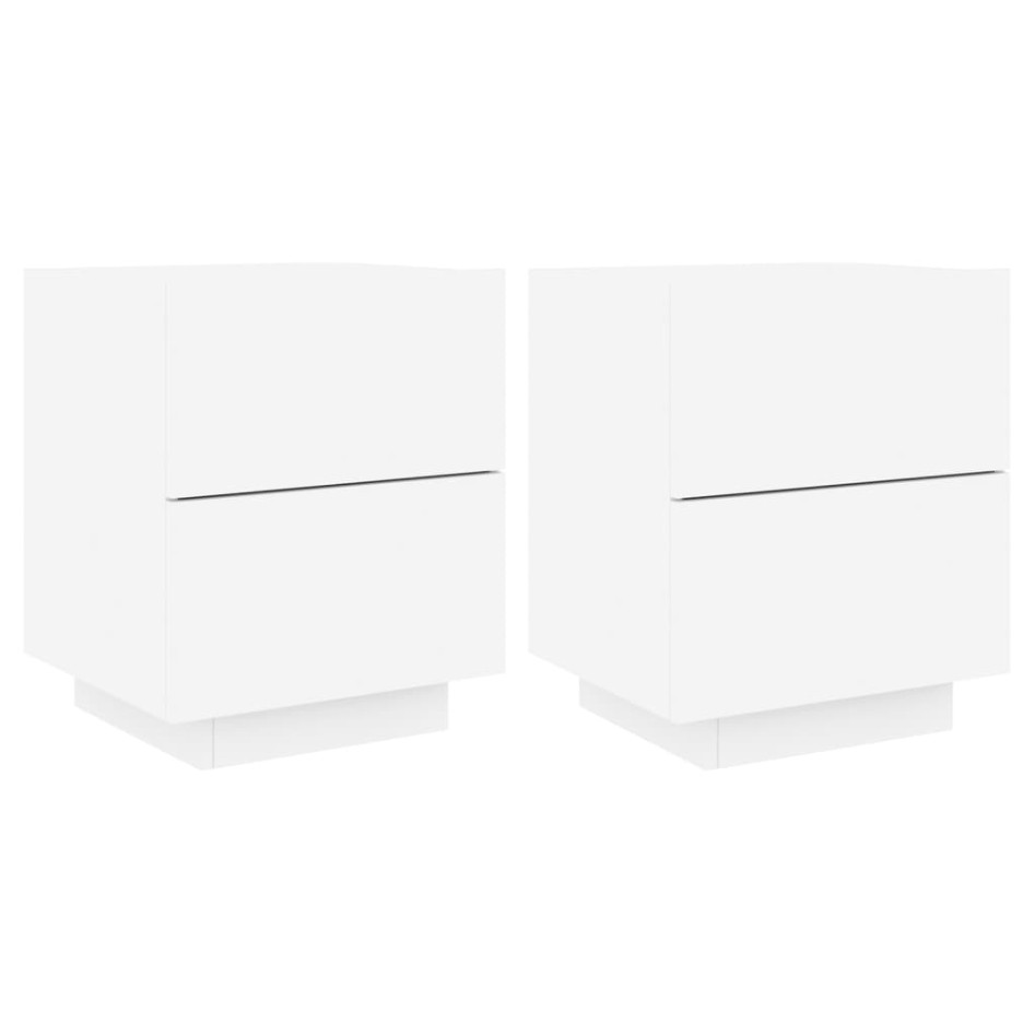 Mesitas de noche con luces LED 2 uds madera ingeniería