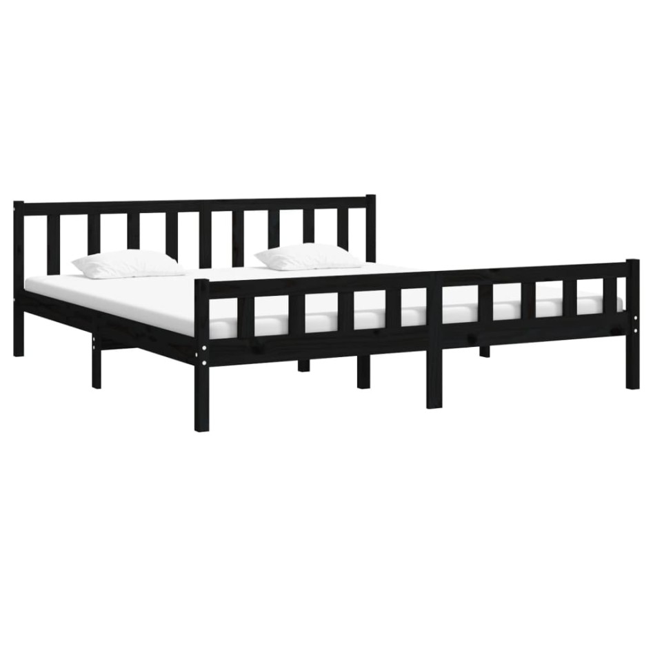 Estructura de cama de madera maciza negro 200x200