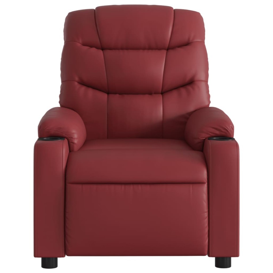 Sillón reclinable eléctrico de cuero sintético rojo