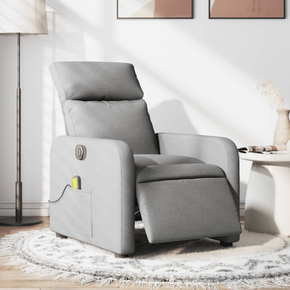 Sillón reclinable de masaje eléctrico tela gris