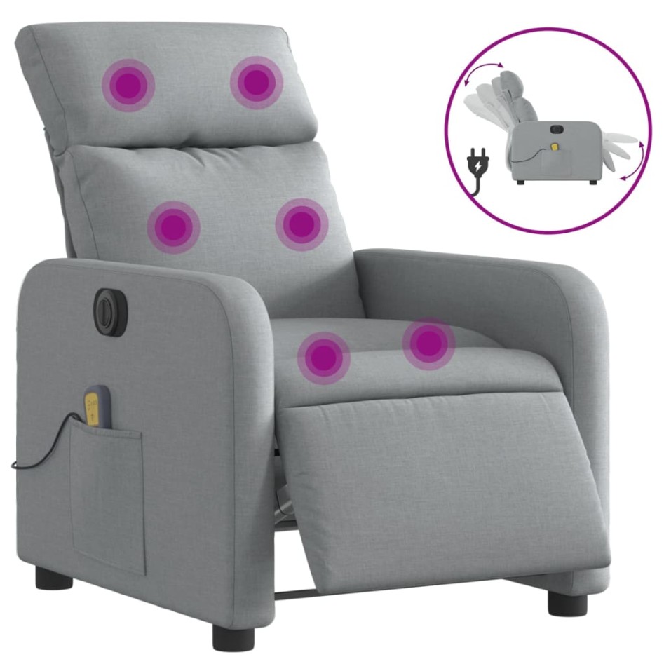 Sillón reclinable de masaje eléctrico tela gris