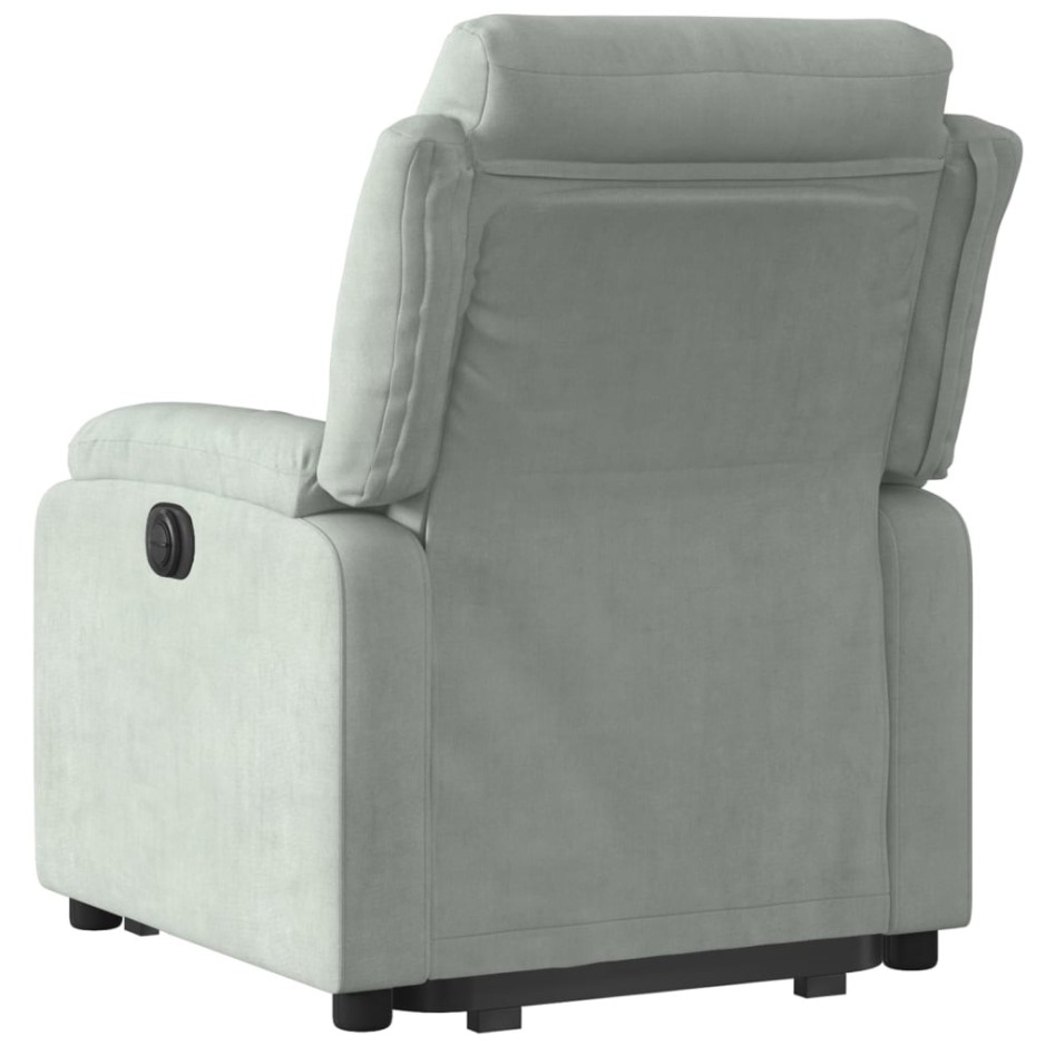 Sillón reclinable elevable terciopelo gris